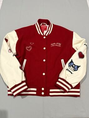 Forever 21 x Hello Kitty Friends Varsity Jacket Red Kuromi My Melody Sanrio L